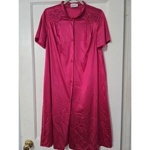 Vintage VANITY‎ FAIR House Coat MooMoo Robe Fuchsia Hot Pink Size Small